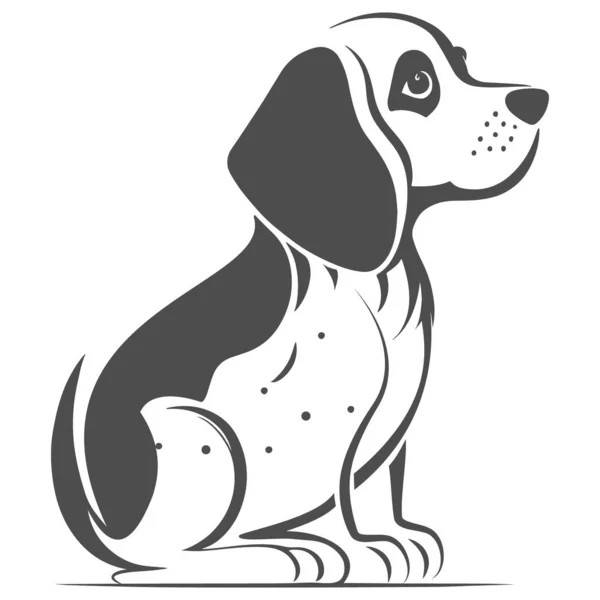 小狗吉祥物标识 徽章或印刷品的设计 宠物标识设计 矢量图解 — 图库矢量图片