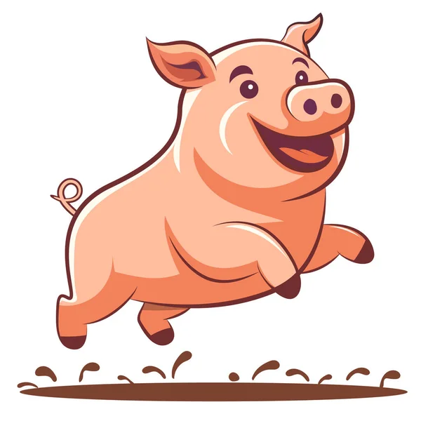 Cerdo Dibujos Animados Planos Diseño Del Logotipo Granja Lindo Cerdo — Archivo Imágenes Vectoriales