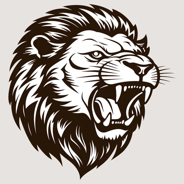 Aslan Logosu Rozet Tasarımı Amblem Baskı Safari Logosu Tasarımı Vektör — Stok Vektör