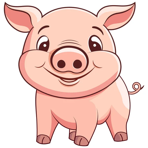 Porco Desenho Animado Plano Projeto Logotipo Fazenda Desenho Animado Porco — Vetor de Stock