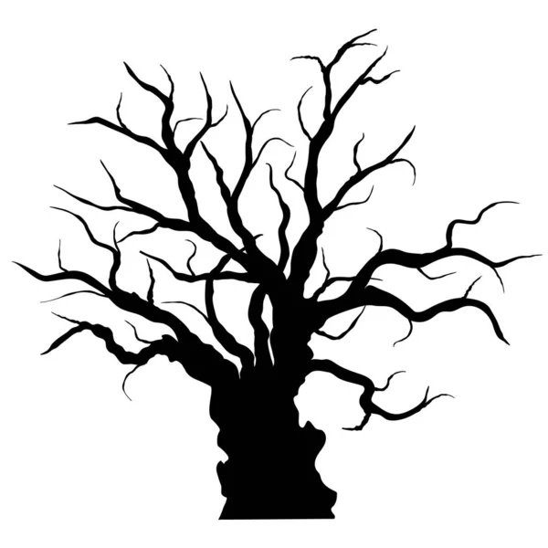 Sylwetki Drzew Czarne Sylwetki Drzew Halloween Białym Tle Ilustracja Wektor — Wektor stockowy