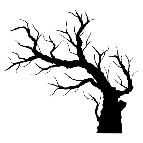 木のシルエット 白い背景にハロウィーンの木の黒いシルエット ベクターイラスト — ストックベクタ