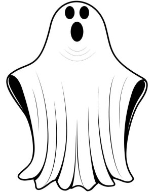 Şirin cadılar bayramı hayaletleri illüstrasyonu, düz cadılar bayramı ruhu unsuru, vektör illüstrasyonu