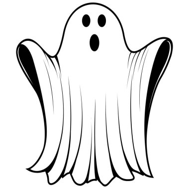 Şirin cadılar bayramı hayaletleri illüstrasyonu, düz cadılar bayramı ruhu unsuru, vektör illüstrasyonu