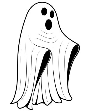 Şirin cadılar bayramı hayaletleri illüstrasyonu, düz cadılar bayramı ruhu unsuru, vektör illüstrasyonu