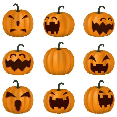 Korkunç balkabakları Cadılar Bayramı, tüyler ürpertici balkabağı hayalet vektör çizimi