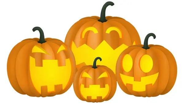 Scary Pumpkins Halloween Creepy Pumpkin Ghost Vector Illustration — Stock Vector