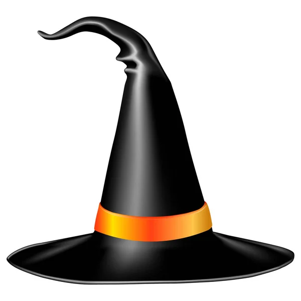 Halloween Hexe Black Hat Halloween Dekorationen Vektorillustration — Stockvektor