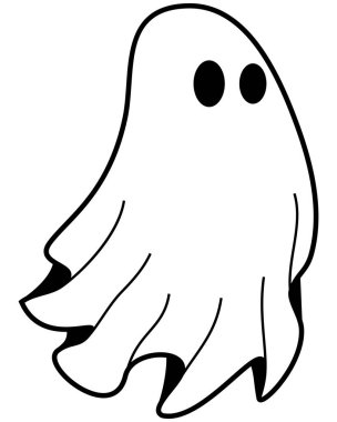 Şirin cadılar bayramı hayaletleri illüstrasyonu, düz cadılar bayramı ruhu unsuru, vektör illüstrasyonu