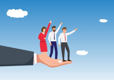 Company culture or employees sharing the same value, goals and attitude to make up organization and corporate success concept, business people employees pointing to the same goal in company