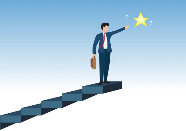 Ladder Success Achieve Goals Walk Stairs Gain New Hope Career — Stock Vector