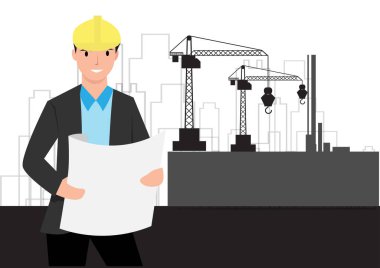 bina tasarım ve tasarım yapıları gibi apartmanlar, apartmanlar, fabrikalar. Vektör illüstrasyonları.