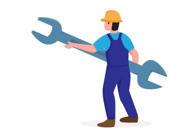 İşçiler, işçi üniforması giymiş inşaat işçileri, ellerinde şapka ya da aletler var.