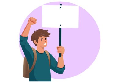 Düz çizim. Eylemciler protesto işareti taşıyan idealler talep ediyorlar