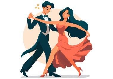 Dans ve performans atmosferinin düz çizimi.