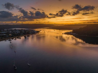 Sunrise over the channel in Ettalong Beach on the Central Coast, NSW, Australia.