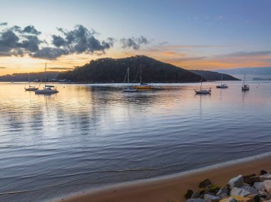 Sunrise over the channel in Ettalong Beach on the Central Coast, NSW, Australia.