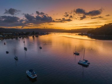 Sunrise over the channel in Ettalong Beach on the Central Coast, NSW, Australia.