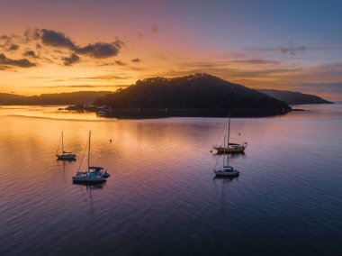 Sunrise over the channel in Ettalong Beach on the Central Coast, NSW, Australia.