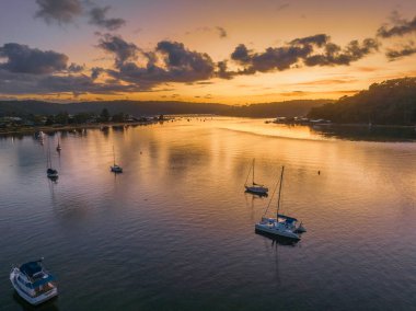 Sunrise over the channel in Ettalong Beach on the Central Coast, NSW, Australia.