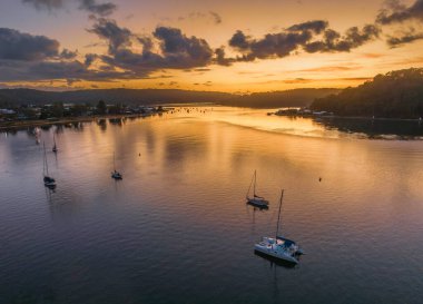 Sunrise over the channel in Ettalong Beach on the Central Coast, NSW, Australia.
