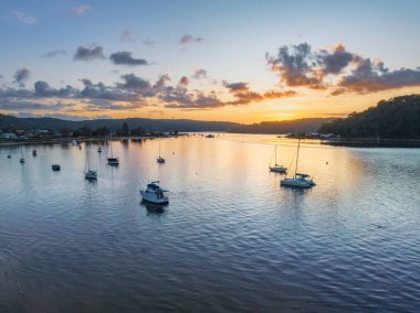 Sunrise over the channel in Ettalong Beach on the Central Coast, NSW, Australia.