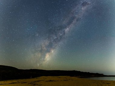 Astrophotography of the milky way night sky from Putty Beach on the Central Coast, NSW, Australia.