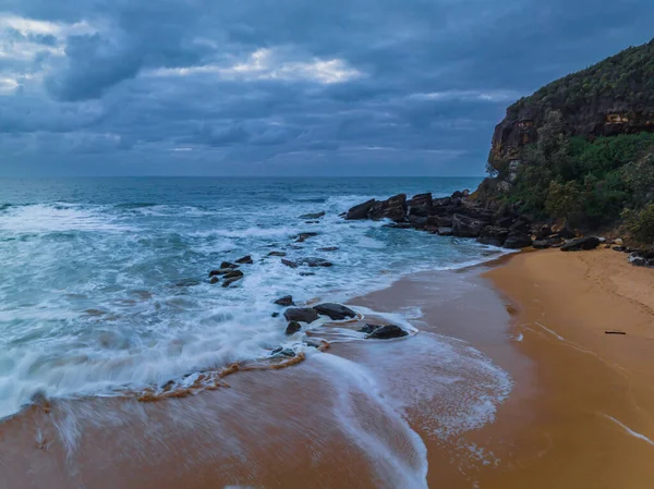 Aerial Sunrise Sea Cape Clouds Killcare Beach Central Coast Nsw — Foto de Stock