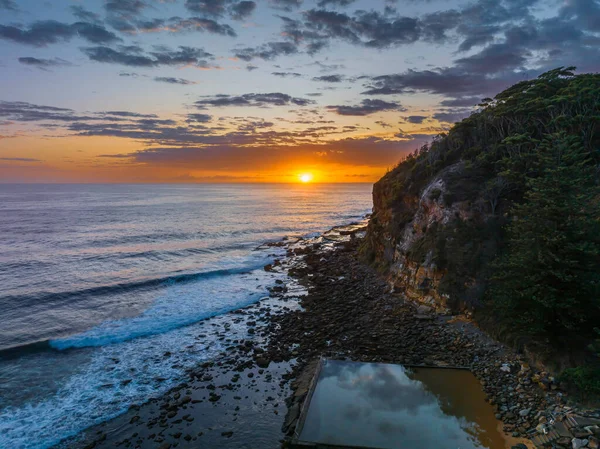 Aerial Sunrise Seascape Clouds Macmasters Beach Central Coast Nsw Australia — Φωτογραφία Αρχείου
