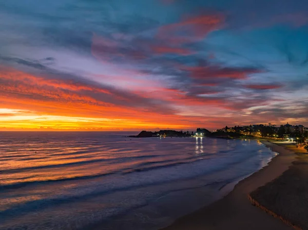 Early Morning Colourful Aerial Seascape Clouds Terrigal Lagoon Beach Central — Stock Photo, Image
