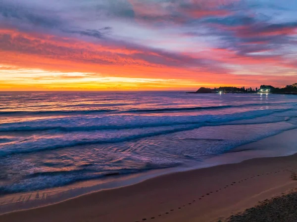 Early Morning Colourful Aerial Seascape Clouds Terrigal Lagoon Beach Central — 스톡 사진