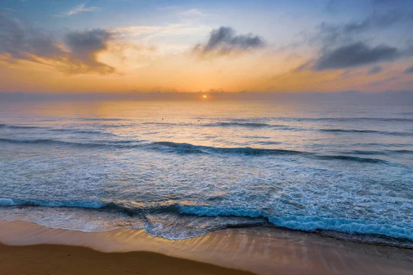 Aerial Sunrise Seascape Clouds Fog Haze Wamberal Beach Central Coast — Foto de Stock
