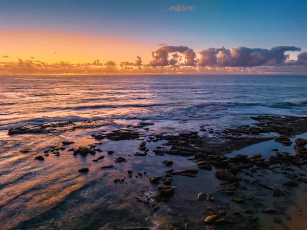 Aerial Sunrise Sea Cape Clouds Spoon Bay Wamberal Central Coast — Foto de Stock