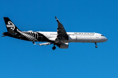 ZK-NNF Air New Zealand Airbus A321-271NX Aircraft above Sydney, NSW, Australia. Taken on 27 August 2023. clipart