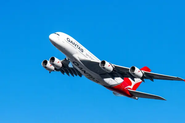 stock image VH-OQD - Airbus A380-842 - Qantas Airplane leaving Sydney Airport, NSW, Australia. Taken on 27 August 2023.