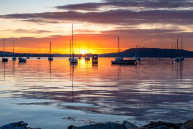 Mükemmel bir gün - Brisbane üzerinde gün doğumu Orta Sahildeki Koolewong 'da, NSW, Avustralya.