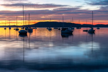 Mükemmel bir gün - Brisbane üzerinde gün doğumu Orta Sahildeki Koolewong 'da, NSW, Avustralya.