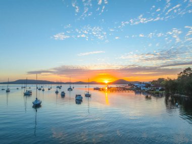 Aerial Sunrise over Brisbane Water at Koolewong on the Central Coast, NSW, Australia. clipart