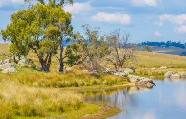 Scenic views over Lake Oberon which supplies drinking water and is ideal for canoes, kayaks and small fishing or sailing dinghies which are electric powered.  clipart