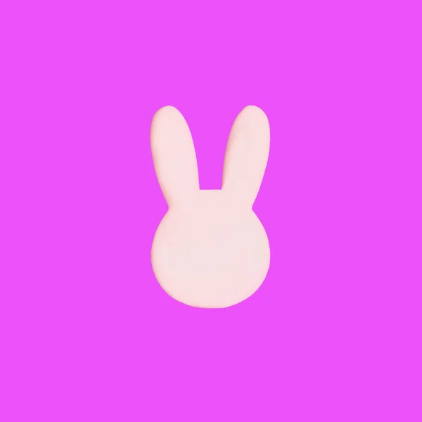 Shape Bunny Head Pink Background Minimal Concept Easter Celebration Banner — Stock Photo, Image
