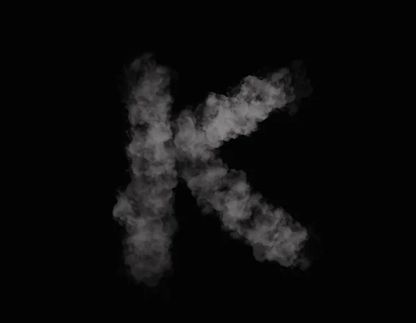realistic smoke K alphabet spreading on dark background