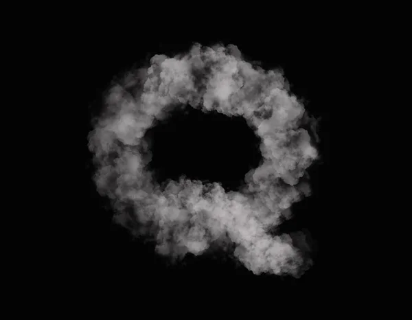 realistic smoke Q alphabet spreading on dark background