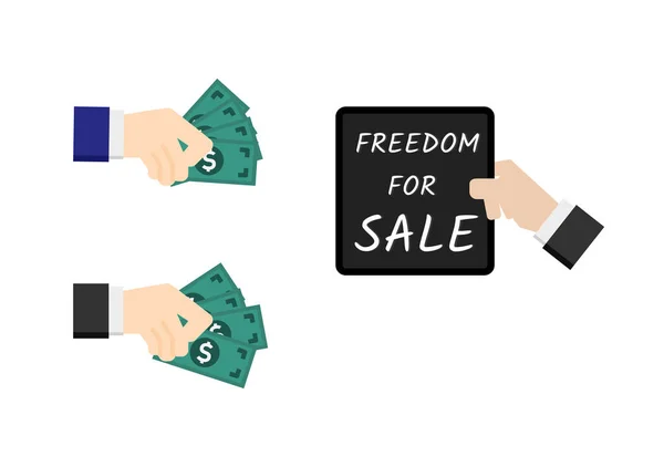 Dinheiro Poder Para Comprar Liberdade Coisas Isoladas Fundo Branco — Vetor de Stock
