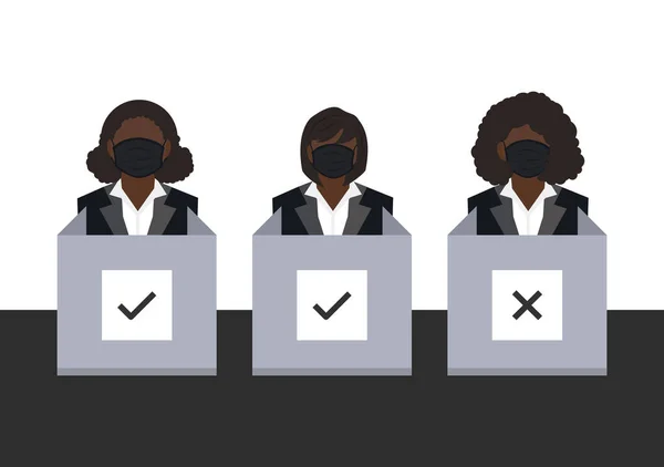 Votante Mujer Negro Estación Votación Vector Ep16 — Archivo Imágenes Vectoriales