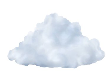 Beyaz arkaplanda izole edilmiş gerçekçi suluboya bulutu