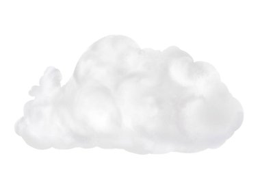 Beyaz arkaplanda izole edilmiş gerçekçi suluboya bulutu