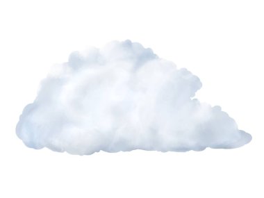 Beyaz arkaplanda izole edilmiş gerçekçi suluboya bulutu