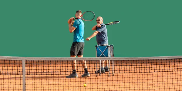 Aging Youthfully Concept Active Elderly Man Tennis Training Vitality Sports — Stock Photo, Image