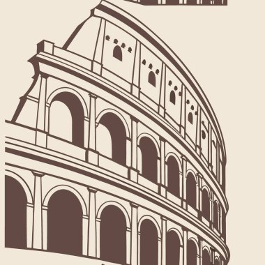 Colosseum 'un sanatsal bir temsili, ikonik kemerleri ve mimari özelliklerini vurguluyor. Tasarım, Roma 'nın ünlü simgesinin tarihsel önemini yansıtıyor..