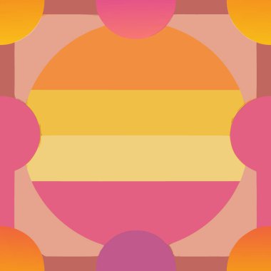 Kalın renkler ve dairesel şekiller göz alıcı bir geometrik tasarım yaratarak turuncu, pembe ve sarı renklerde ahenkli bir şekilde sıralanmıştır. Bu sanat eseri enerji ve enerji yayıyor..